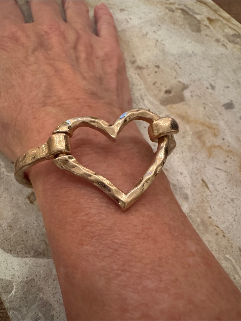 Gold Heart Link Cuff Bracelet - Women Jewelry